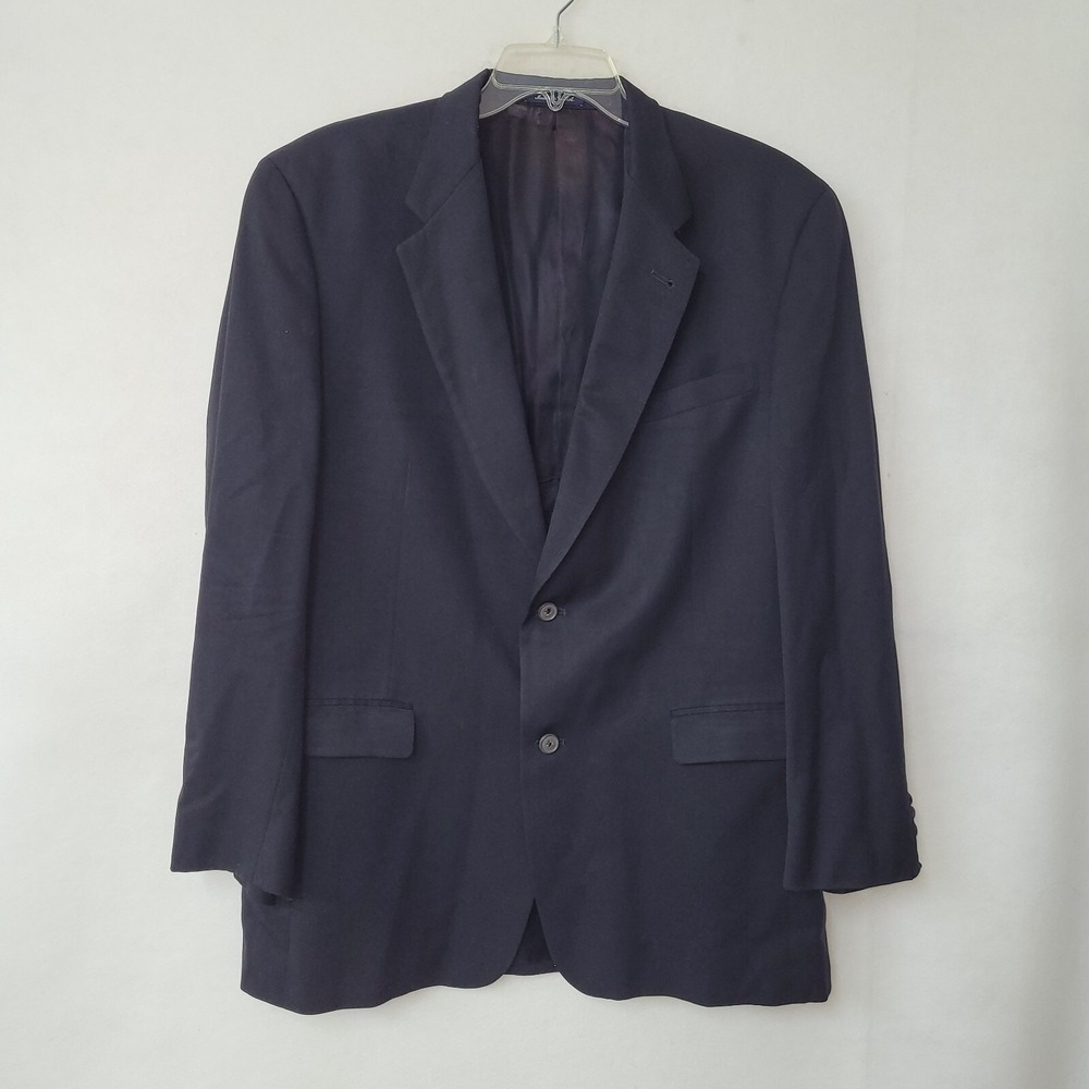 Austin Reed Blazer Men 44L Black Wool Vintage Sportcoat Business Casual USA Flaw